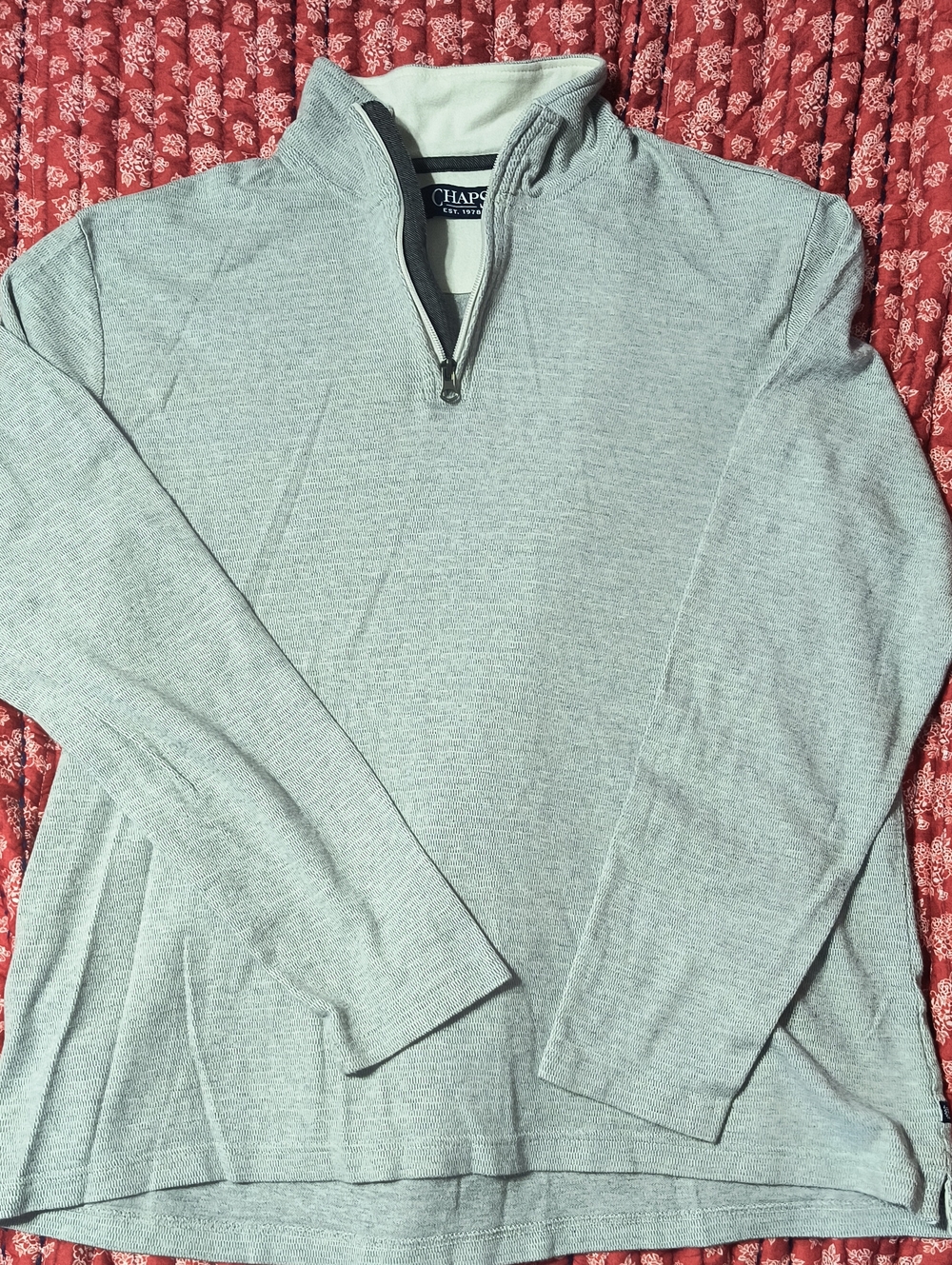 Chaps Men’s Light Gray Quarter-Zip Sweater